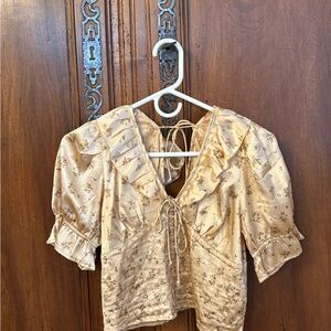 Free People Cream Floral Blouse